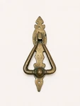 Antique Solid Brass Door Knocker Triangular Ring W Backplate 8.38" Vintage. Fixed Price $125.00.