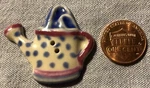 One Large Hand-crafted Ceramic Watering Can Button 9/16" 39.6MM Wide 9107. Fixed Price $6.99.
