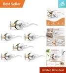 Versatile Keyless Chrome Door Handle Set With Wave Design - 6 Levers Included. Fixed Price $132.99.