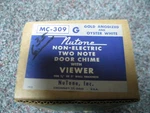 Nos Nutone 2-NOTE Non-electric Door Chime W/ Viewer MC-309 Oyster White & Gold. Fixed Price $60.00.