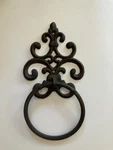 Fleur De Lis Hand Towel Ring Hanger Cast Iron Rustic Victorian Scroll Wall Mount. Fixed Price $24.99.