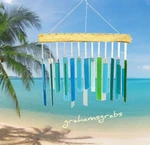 Handcut Sea Glass & Driftwood Wind Chime Sandblasted GEBLUEG166 Unique Free Ship. Fixed Price $29.75.