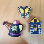 Garden House Watering Can Butterfly Set Of 3 Decorative Button Covers Vintage. Fixed Price $9.99.
