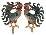 Vtg Cast Iron Roosters Wall Decor Pair Mcm Rustic Farmhouse Kitchen Country 10". Fixed Price $39.96.