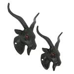 Zeckos Set Of 2 Black Cast Iron Baphomet Wall Hooks: Decorative Coat And Towe.... Fixed Price $70.21.