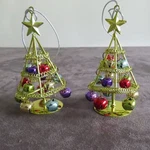 Christmas Tree Jingle Ornaments Set Of 2 Gold Multi Color Bells Decor. Fixed Price $13.88.