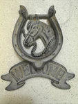 Welcome Horse Shoe Cast Iron Door Western Rustic Metal Look Knocker. Fixed Price $10.00.