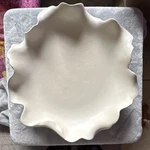 Uttermost Beige Abstract Ceramic Decorative Bowl Wavy Edge Modern Pottery 18286. Fixed Price $150.00.