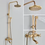Antique Brass Shower Faucets Set Wall Mount Kit Dual Knobs. Fixed Price $112.99.