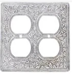 Vicenza Designs San Michele Wall Plate Double Outlet Polished Silver WP7003. Fixed Price $45.00.