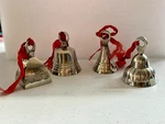 Vintage Christmas Ornament Bell 4 Different Shape Heavy Metal With Red Bow India. Fixed Price $39.99.
