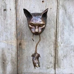 Cat And Mouse Door Knocker Knobs Sculpture Ornament Front Wall Home Garden. Fixed Price $23.99.