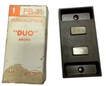 Vintage Nutone PB-31 Pushbutton Door Bell Duo Brown, 2 Independent Buttons. Fixed Price $16.99.