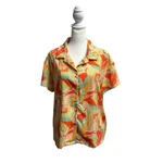 Skatie Marley Short Sleeve Button Up Top Shirt Blouse Colorful Palm Medium. Fixed Price $21.25.