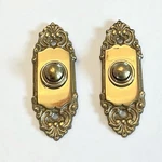 Petite French Baroque Solid-brass Doorbell Button 2 Pc Lot Scroll Antique Repro. Fixed Price $24.99.