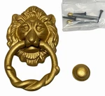 Lion Head Design Front Door Knocker Gold Matte Finish Gate Black Iron. Fixed Price $24.99.