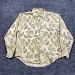 Bean Vintage Womens 12 Yellow Oak Leaf Acorn Floral Cotton Button Down Shirt. Fixed Price $19.99.