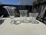 New Southern Living At Home King Street Trio Glass Set Pedestal Vases Of 3. Fixed Price $16.00.