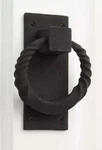 Signature Hardware Twisted Ring Iron Door Knocker - Black Powder Coat. Fixed Price $34.95.