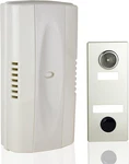 2-NOTE Mechanical Door Bell Chime And Button With Viewer, Silver. Fixed Price $55.96.