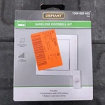 Defiant Wireless Battery Operated Tabletop Doorbell Kit Push Button, White. Fixed Price $12.74.