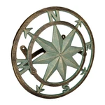 Zeckos Cast Iron Compass Wall Mounted Decorative Hanging Garden Hose Holder. Fixed Price $79.95.