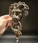 Antique Vintage Style Cast Iron Lion Door Knocker W Hook. Fixed Price $50.00.