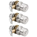 Knobelite 3 Pack Satin Nickel Door Knobs Privacy Function Keyless Locks Inter.... Fixed Price $38.30.
