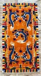 Art Deco Tibetan Wool Woven Dragon Rug. Fixed Price $408.93.