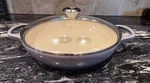 Creuset Enameled Cast Iron Signature Round Braiser Glass Lid 3.5 Qt Gray. Fixed Price $125.00.