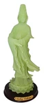 14758 Elegant 11" Green Quan Yin Statue On Wooden Base For Home Decor X-19. Fixed Price $39.99.