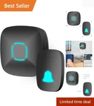 Classic Black Wireless Doorbell - 36 Chimes, Adjustable Volume, 1000FT. Fixed Price $16.99.