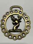 Brass Horse Medallion Antique English Stag Deer Buck Head Rack Hunt Heraldic 3.5. Fixed Price $12.00.