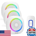 Tecknet Wireless With 3 Portable Doorbells Rgb Light Battery Powered Ip. Fixed Price $44.64.