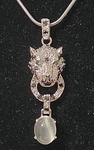Michael Anthony 18K White Gp Panther Head Door Knocker Pendant Necklace 16 Inch. Fixed Price $125.00.