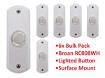 6 Pack - Broan Nutone White Lighted Doorbell Chime Button RC808WH Surface Mount. Fixed Price $41.99.