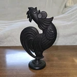 Vintage Black Cast Iron Rooster Figurine - 8" Farmhouse Country Decor Statue. Fixed Price $19.00.