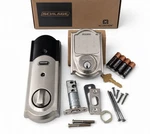 Schlage Sense Smart Deadbolt With Satin Nickel Camelot Trim. Fixed Price $119.00.