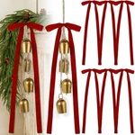 2 Pcs Christmas Cow Bells With 8 Red Velvet Bows Vintage Rustic Gold Bell.... Fixed Price $40.31.