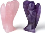 Duqguho 2 Pcs Crystal Angel Figurines Rose Quartz Amethyst T-purple & Pink. Fixed Price $37.44.