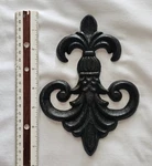 French Fleur-de-lis Cast Iron Wall Door Plaque Rustic 7". Fixed Price $12.00.