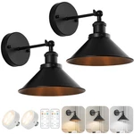 Black Vintage Wireless Battery Operated Wall Sconces, Industrial Cordless Bat.... Fixed Price $75.88.