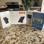 Ring Stick Up Cam, Solar Panel, And Video Doorbell All Nib. Fixed Price $65.00.