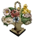 Antique Victorian Cast Iron Hubley Door Stop Flower Basket Poppy Snapdragon #484. Fixed Price $224.99.