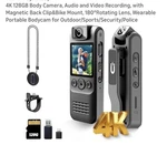 4K Body Camera With Audio And Video Recording, 128GB Mini Wearable. Fixed Price $59.88.