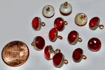 Vintage 12 Red Glass Antique Faceted Bead Brass Shank 9.2MM Buttons. Fixed Price $9.99.