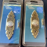 New 2-PACK Lot Carlon Antique Brass Wrought Iron Lighted Doorbell Button DH1615L. Fixed Price $13.95.