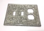 Vicenza Designs San Michele Wall Plate Jumbo Dbl Toggle Polished Silver WPJ7015. Fixed Price $49.00.