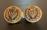 Vtg/antique Gold Tone Button Heraldic Oak Wreath Acorn Walnut/crown Heart? Cross. Fixed Price $20.99.