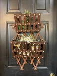 Antique Victorian Wood Magazine Newspaper Holder Milk Glass Buttons Detail. Fixed Price $145.00.